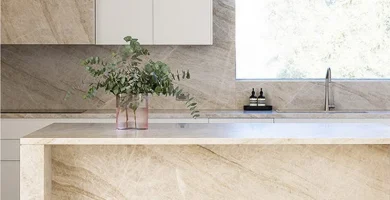 Taj Mahal Quartzite Kitchen Island – Chicago Countertop Co.