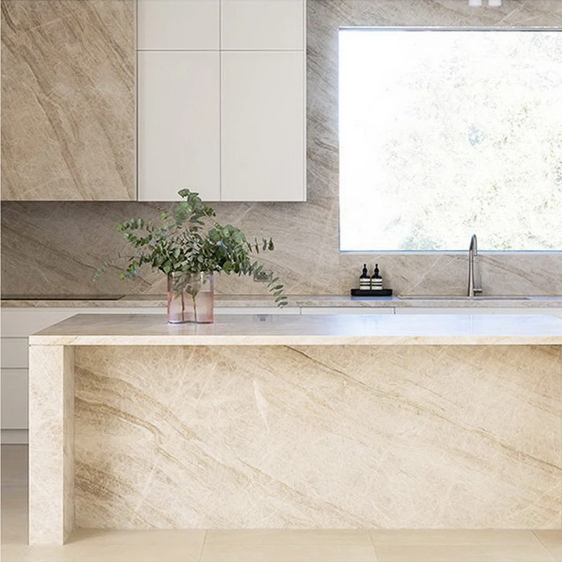 Taj Mahal Quartzite Kitchen Island – Chicago Countertop Co. Taj Mahal Quartzite Kitchen Island – Chicago Countertop Co.